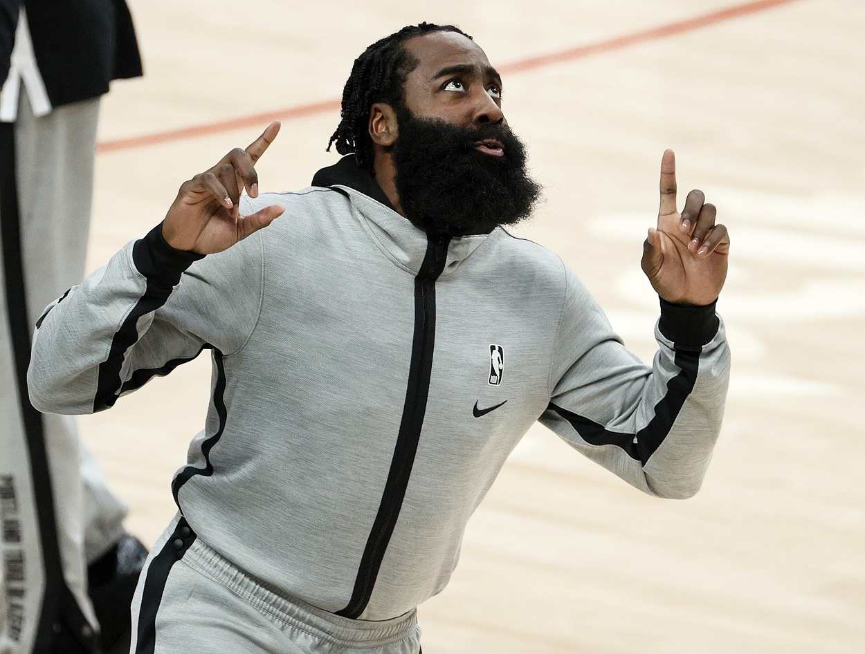 James Harden ahead of a Houston Rockets game in December 2020