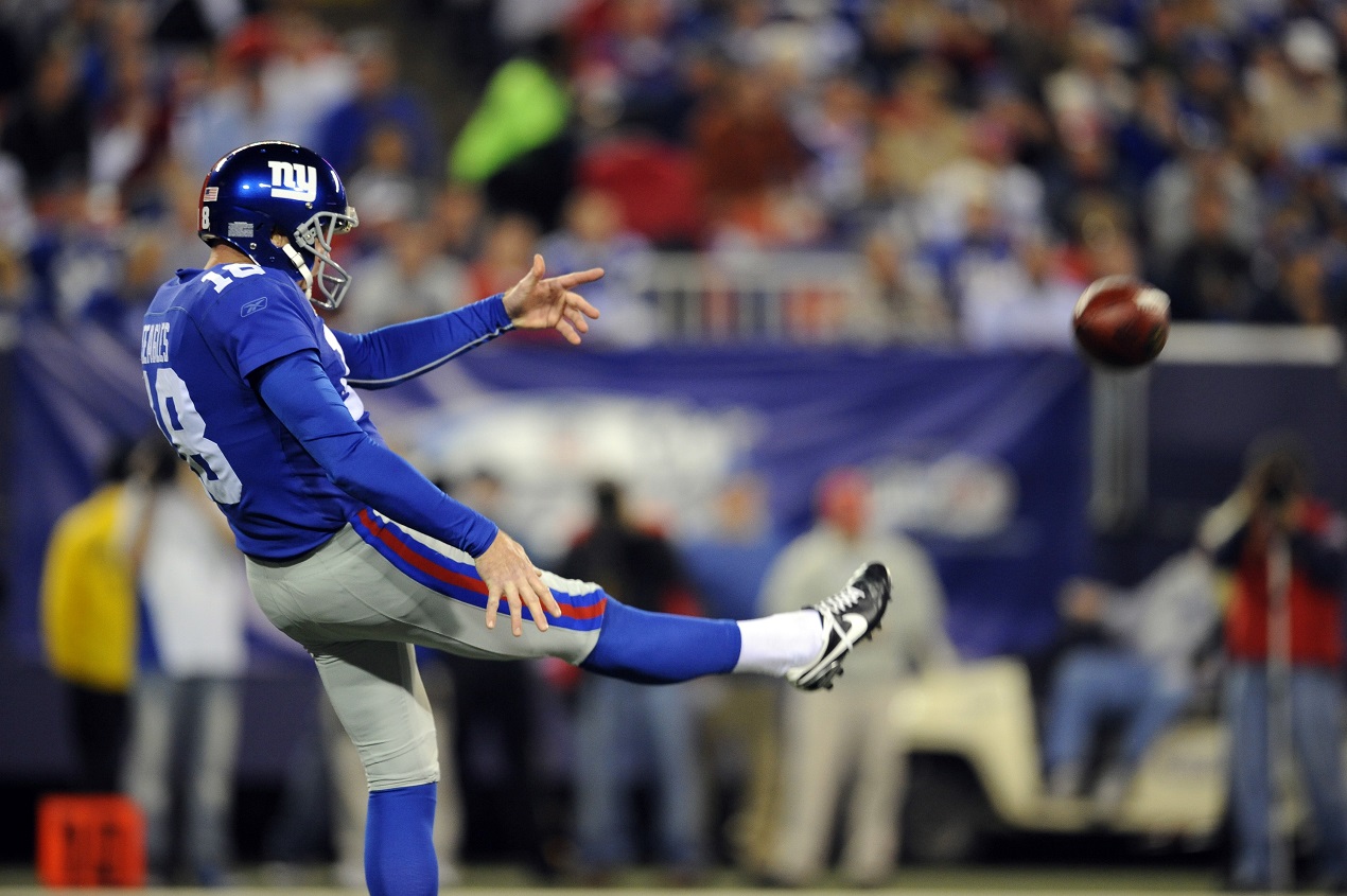 New York Giants punter Jeff Feagles, wearing his third different number with the team.