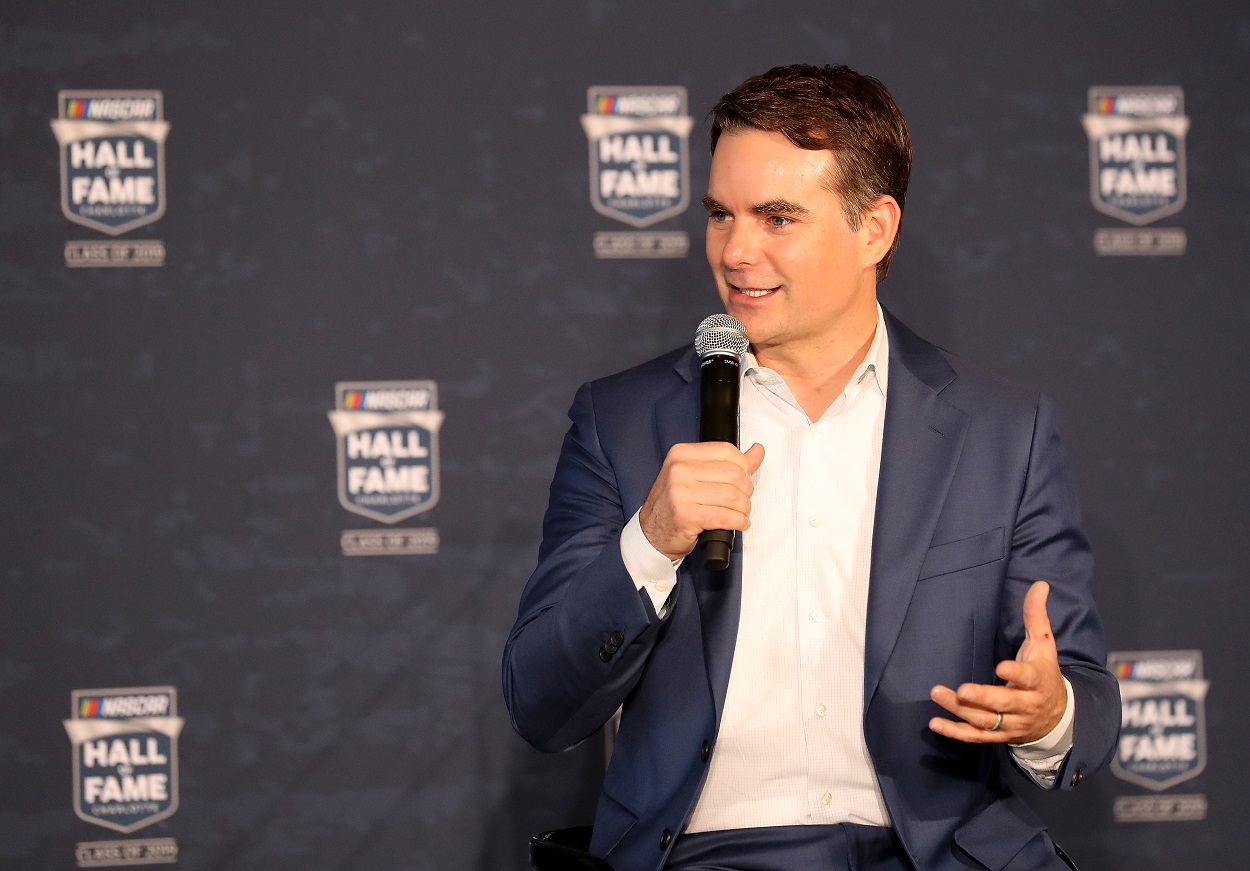 Jeff Gordon speaks to the NASCAR media.