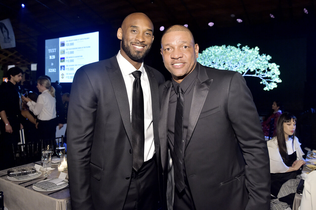 Los Angeles Lakers legend Kobe Bryant (L) and Doc Rivers in 2019.
