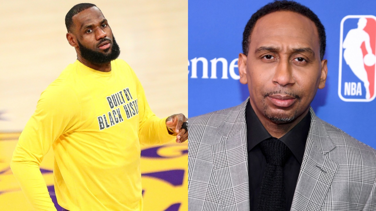 Lakers star LeBron James, who recently responded to comments made by Zlatan Ibrahimovic, next to ESPN's Stephen A. Smith.