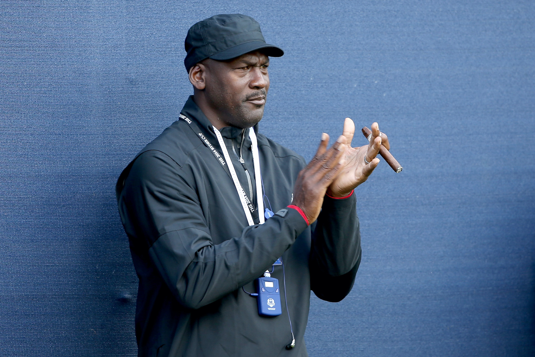 NBA legend Michael Jordan claps during the 2014 Ryder Cup in Scotland.