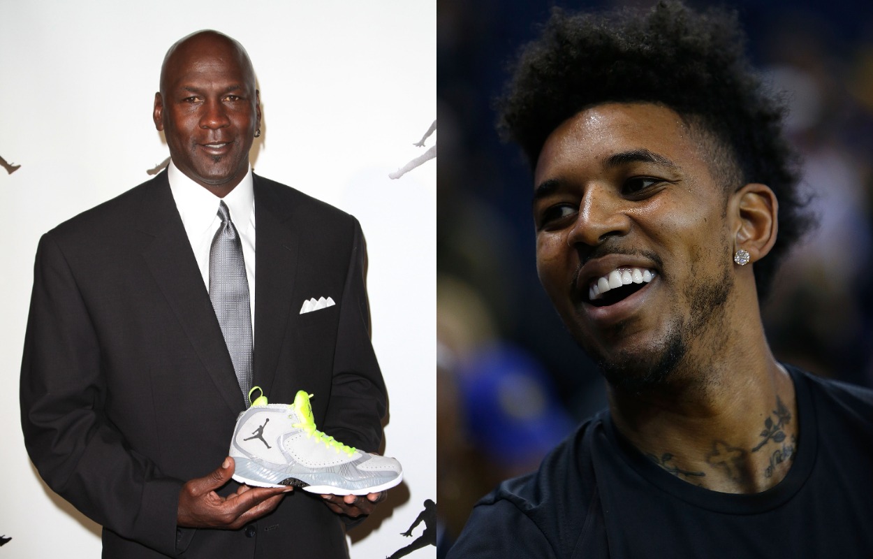 Michael Jordan (L) and Nick Young.