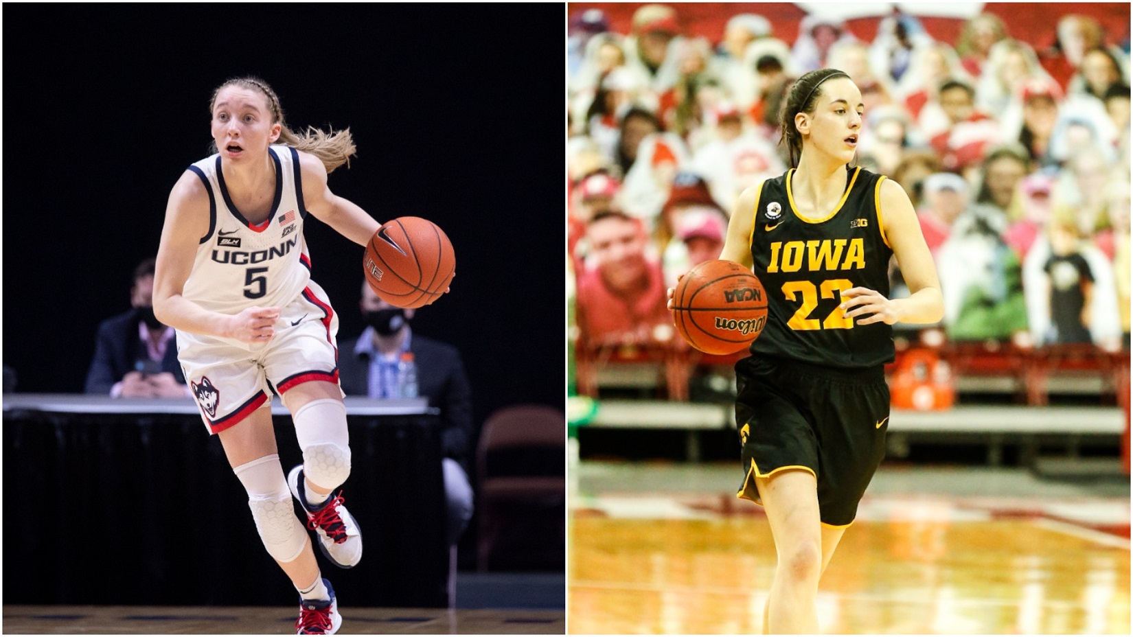 Paige Bueckers and Caitlin Clark are in the NCAA Tournament Sweet 16 in college basketball.