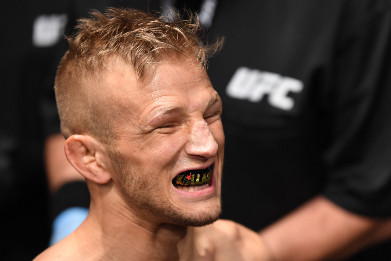 TJ Dillashaw prepares to enter the octagon before a UFC fight