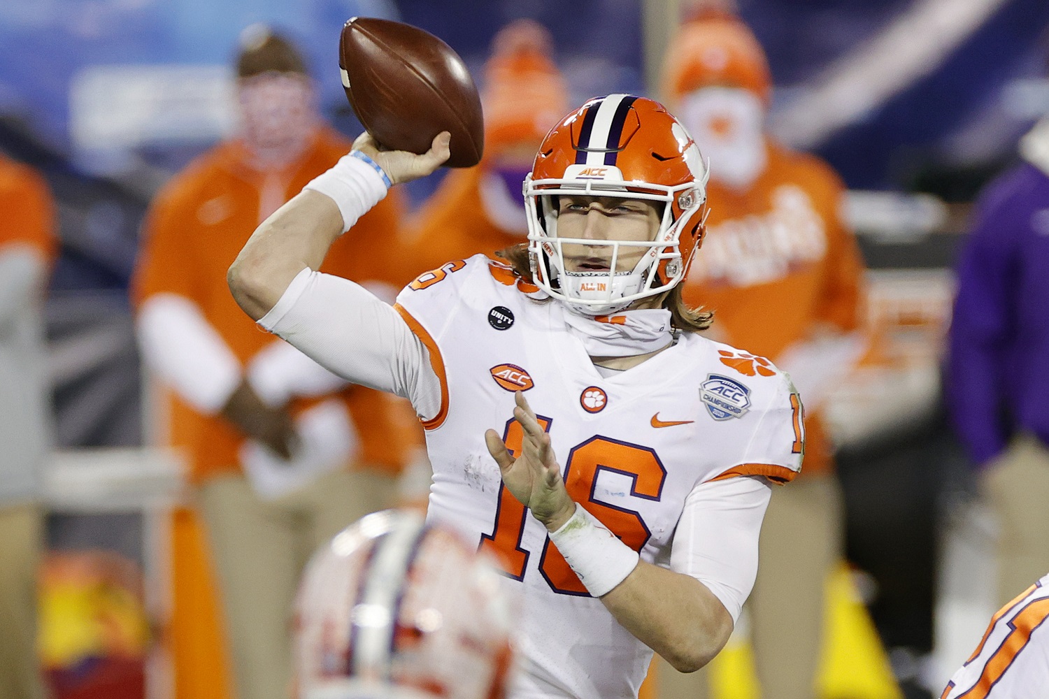 Quarterback Trevor Lawrence of Clemson has a busy month of April ahead, beginning with his wedding on April 10 and then his likely selection as the top pick of the NFL draft on April 29. | Jared C. Tilton/Getty Images