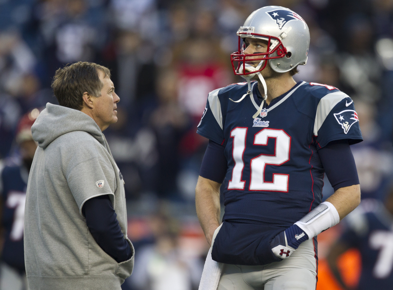 New England Patriots coach Bill Belichick and former Patriots quarterback Tom Brady.