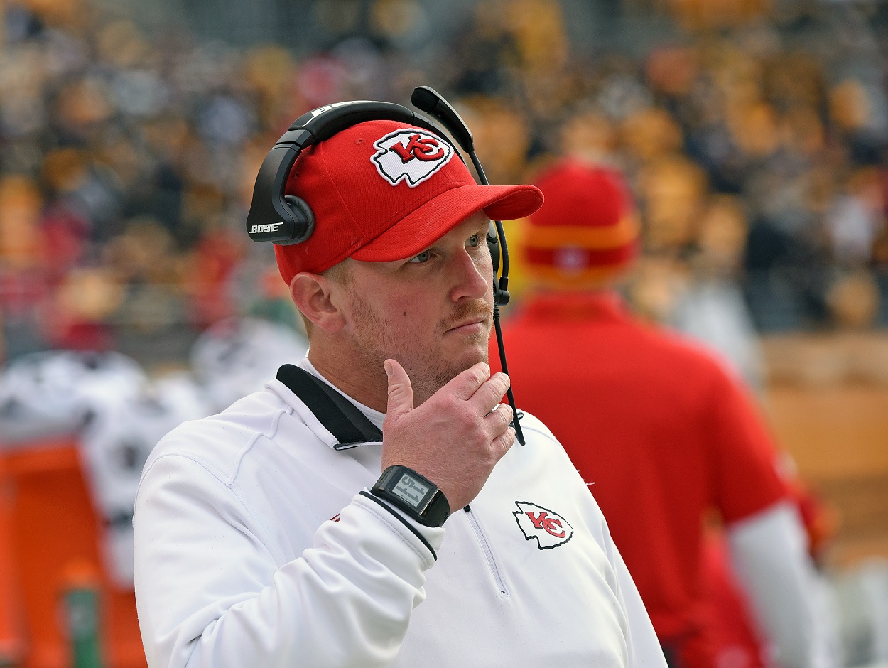 Now-former Kansas City Chiefs assistant coach Britt Reid during a 2014 matchup with the Steelers