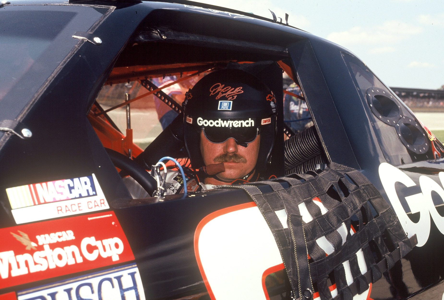 Dale Earnhardt Sr. in his car at the Daytona International Speedway/
