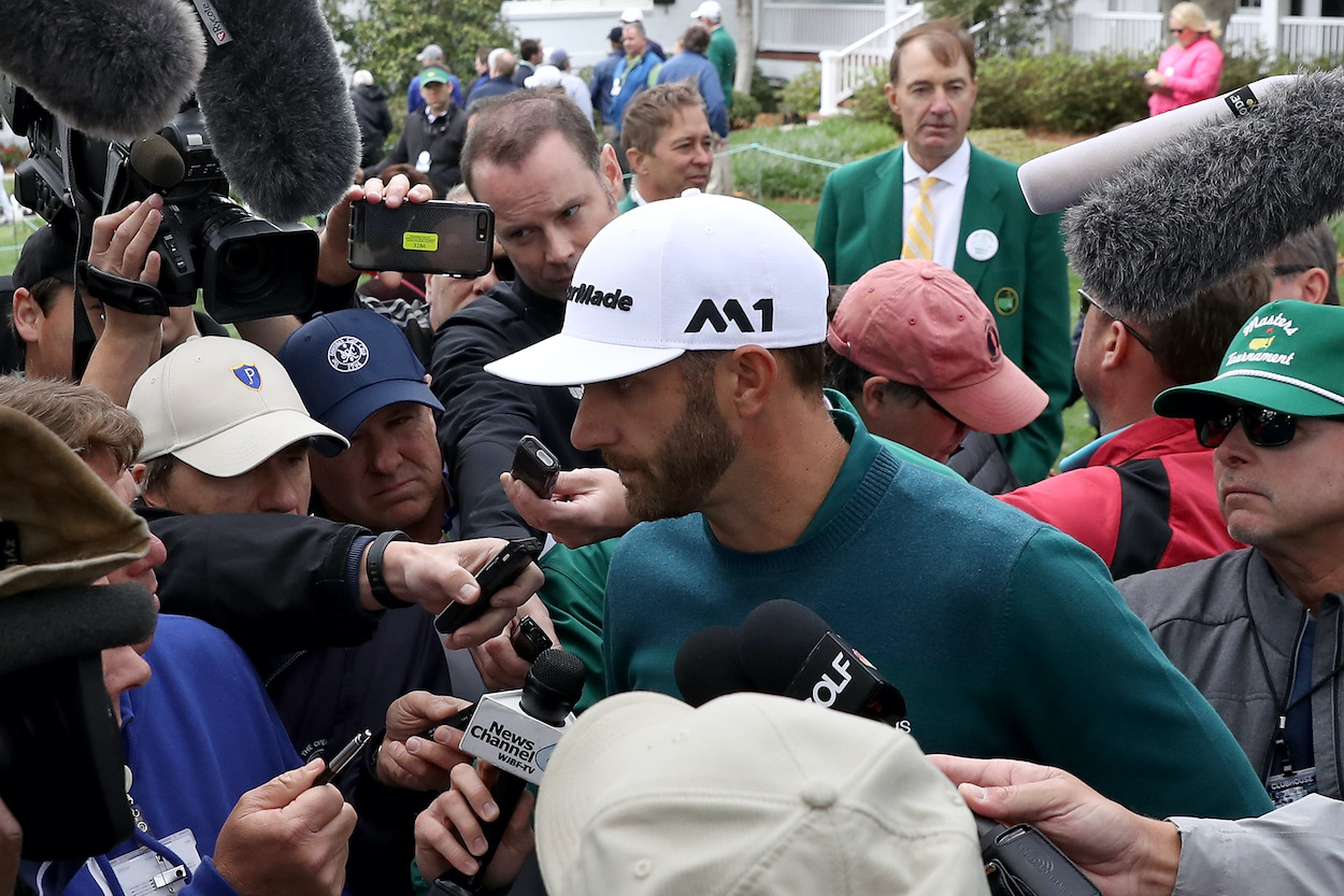 Dustin Johnson answers questions at the 2017 Masters