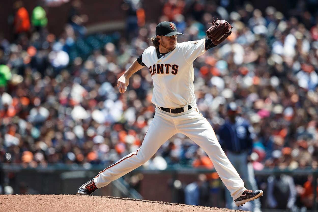 Jake Peavy pitches for San Francisco