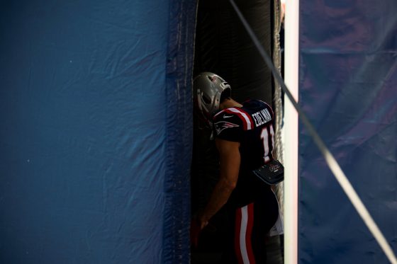 New England Patriots receiver Julian Edelman walks through the tunnel before a 2020 game against the Denver Broncos.