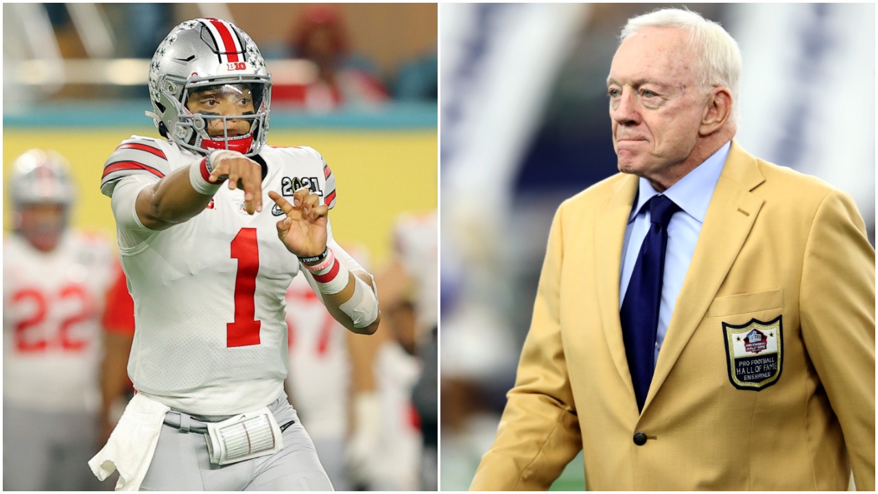New Chicago Bears QB Justin Fields and Dallas Cowboys owner Jerry Jones