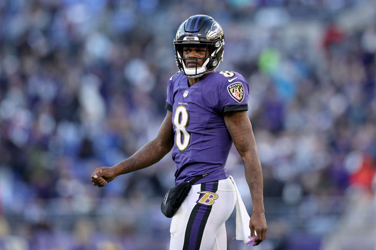Baltimore Ravens quarterback Lamar Jackson, who is still on his rookie contract.