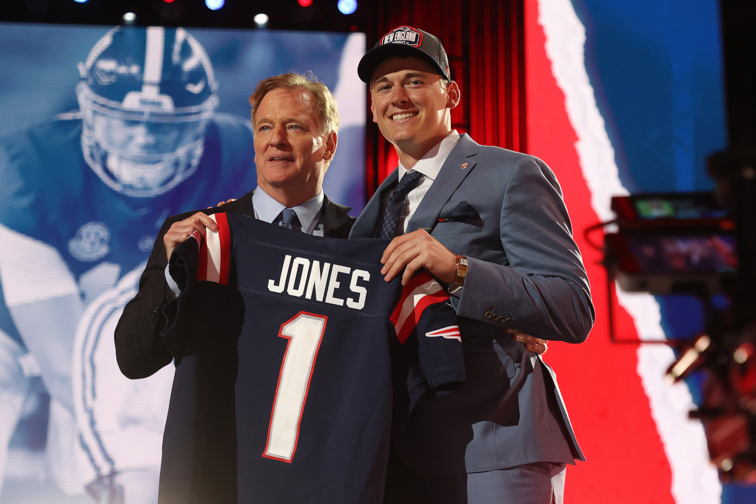 New England Patriots draft pick Mac Jones, selected in the first round by Bill Belichick