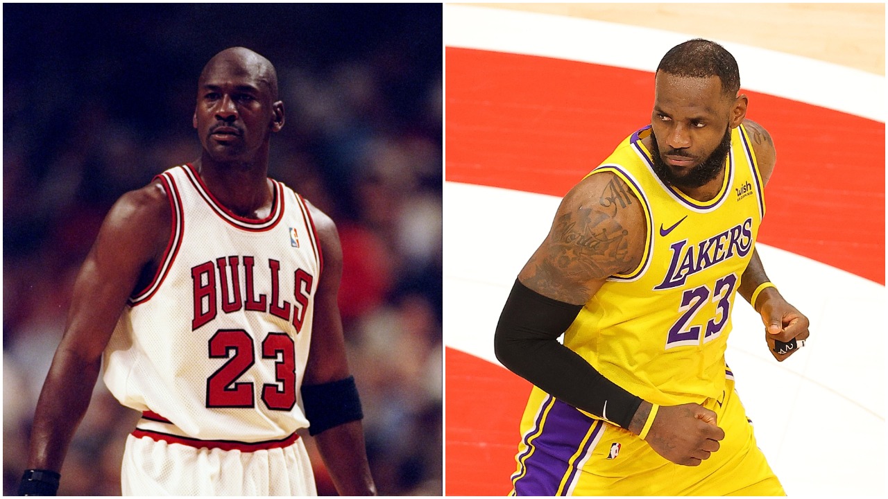Michael Jordan in November 1997 and LeBron James in February 2021