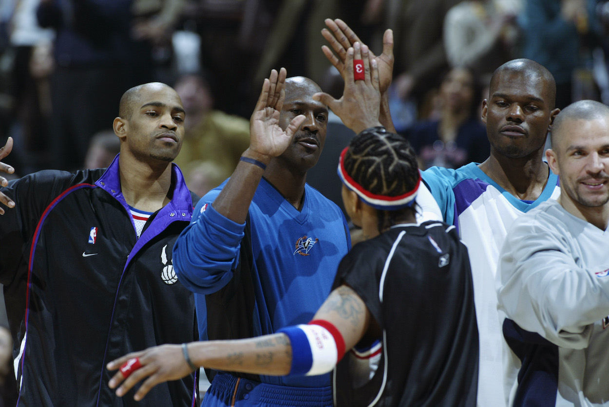 NBA All-Stars Michael Jordan and Allen Iverson