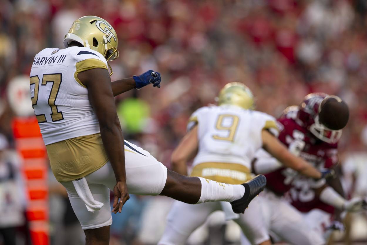 Is former Georgia Tech punter Pressley Harvin III related to Percy Harvin?