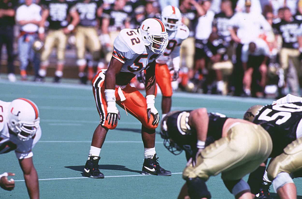 Miami Hurricanes linebacker Ray Lewis in 1993.
