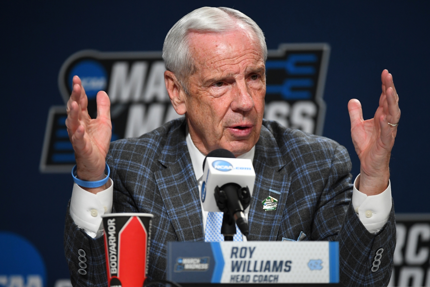 University of North Carolina Tar Heels coach Roy Williams speaks during a press conference.
