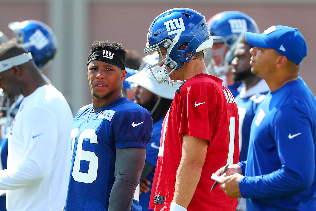 New York Giants training camp with Saquon Barkley and Eli Manning