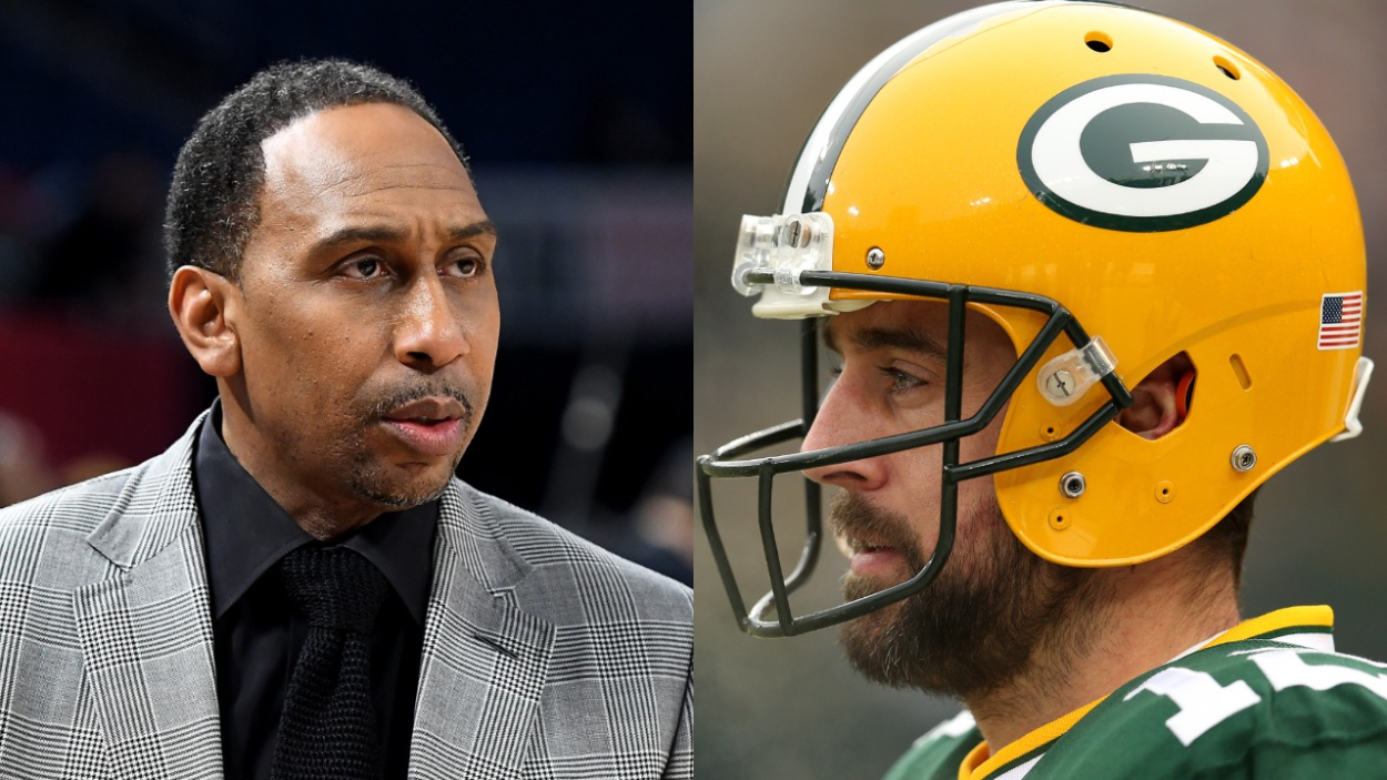 ESPN's Stephen A. Smith and Packers quarterback Aaron Rodgers.