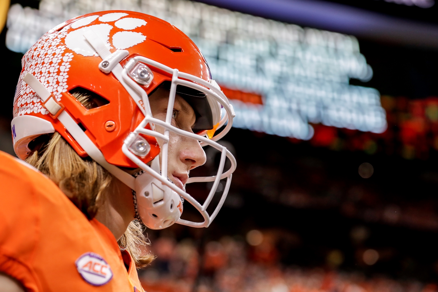 Clemson quarterback Trevor Lawrence enters the field before the College Football Playoff National Championship.