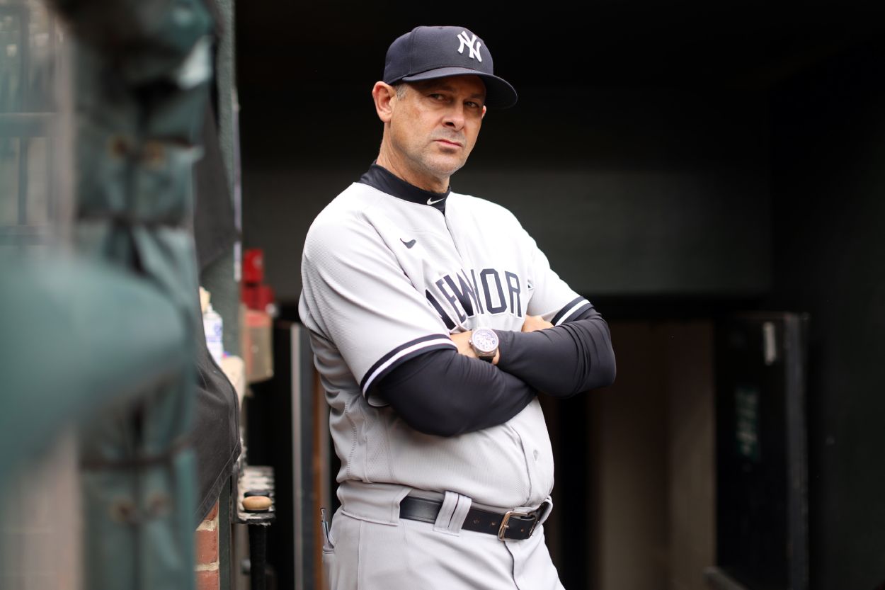 New York Yankees manager Aaron Boone during the 2021 season.