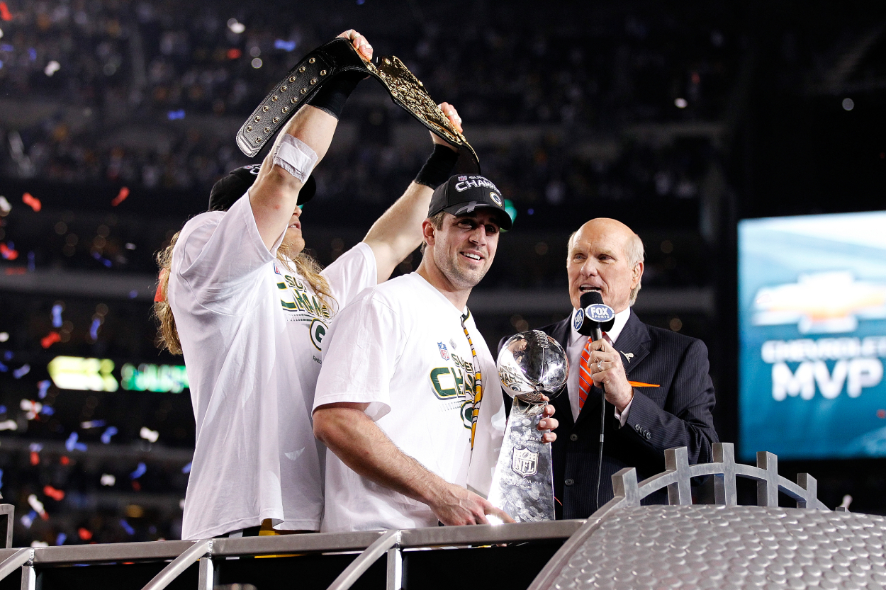Packers quarterback Aaron Rodgers and NFL legend Terry Bradshaw.