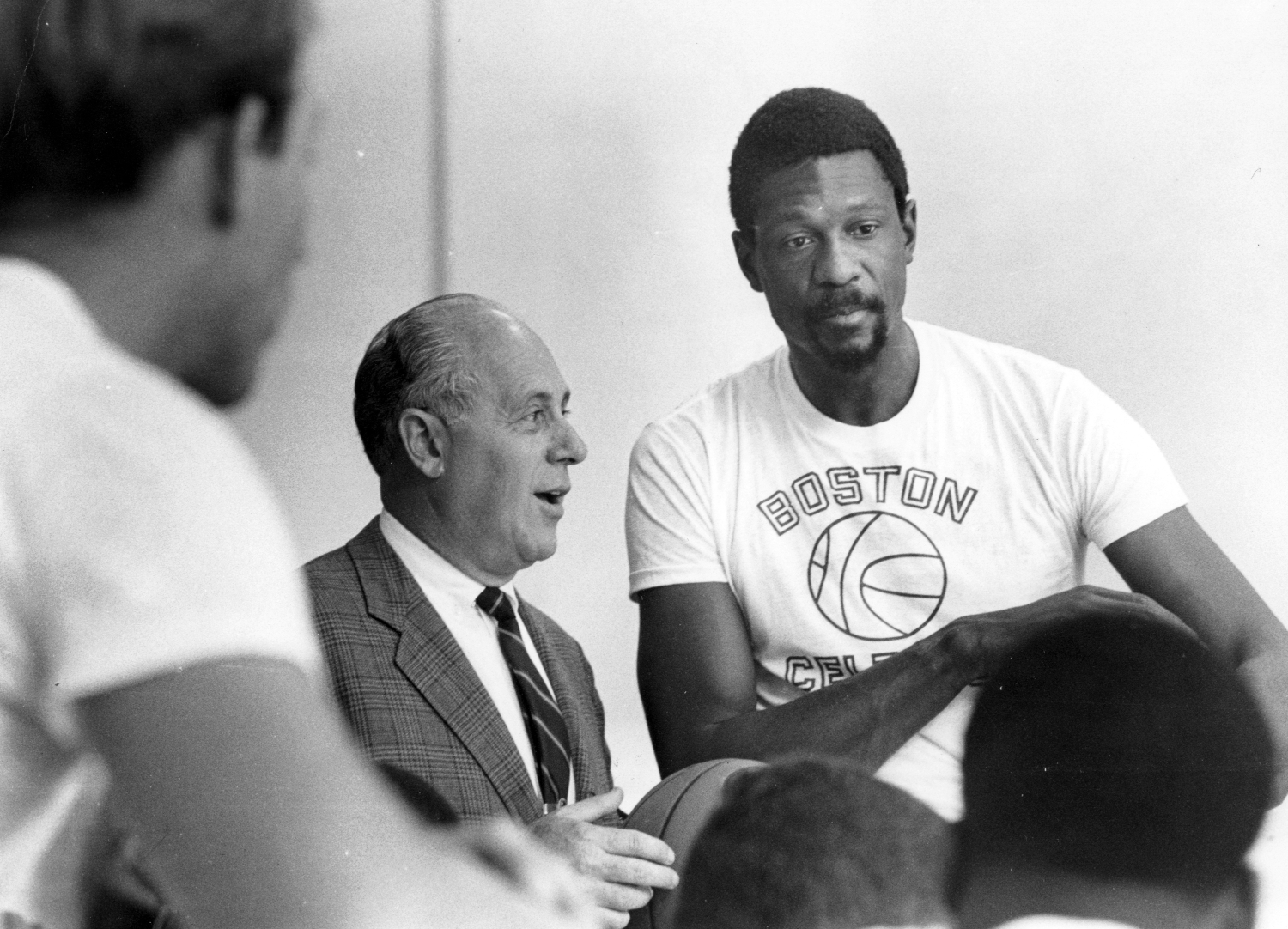 Coach Bill Russell and general manager Red Auerbach of the Boston Celtics