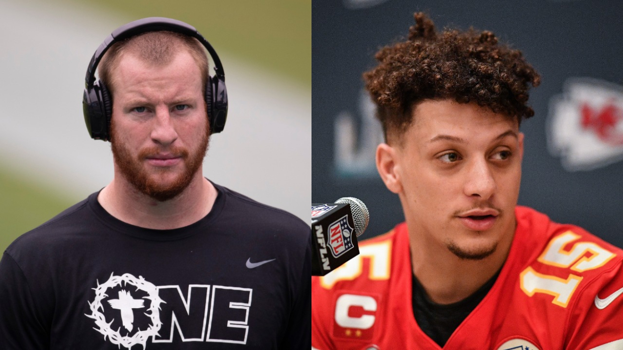 Former Eagles and current Colts quarterback Carson Wentz, and Chiefs QB Patrick Mahomes.