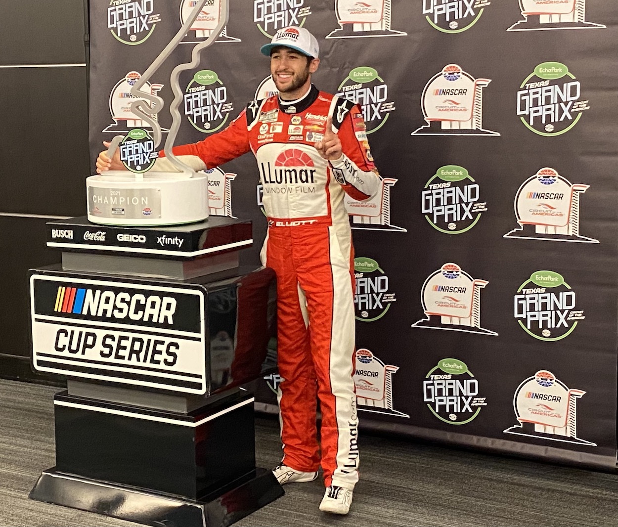 Chase Elliott celebrates win at COTA