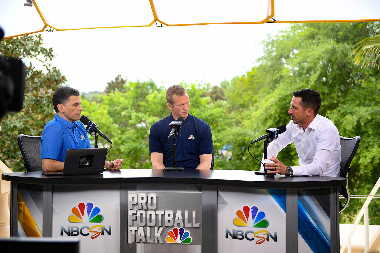 San Francisco 49ers head coach Kyle Shanahan speaks with Pro Football Talk Radio's Mike Florio and Chris Simms