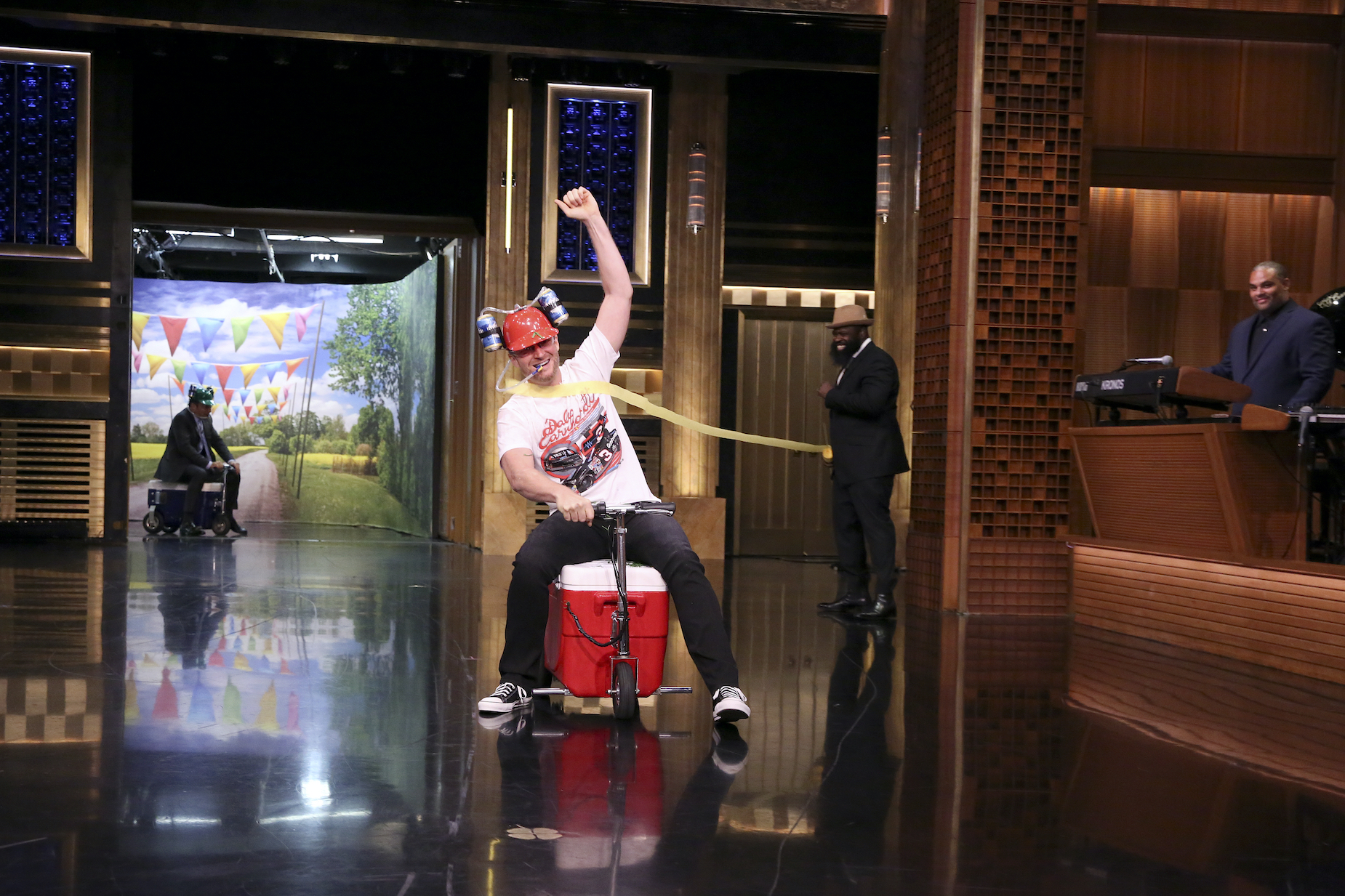 Dale Earnhardt Jr. wins an unconventional race during an appearance on 'The Tonight Show'