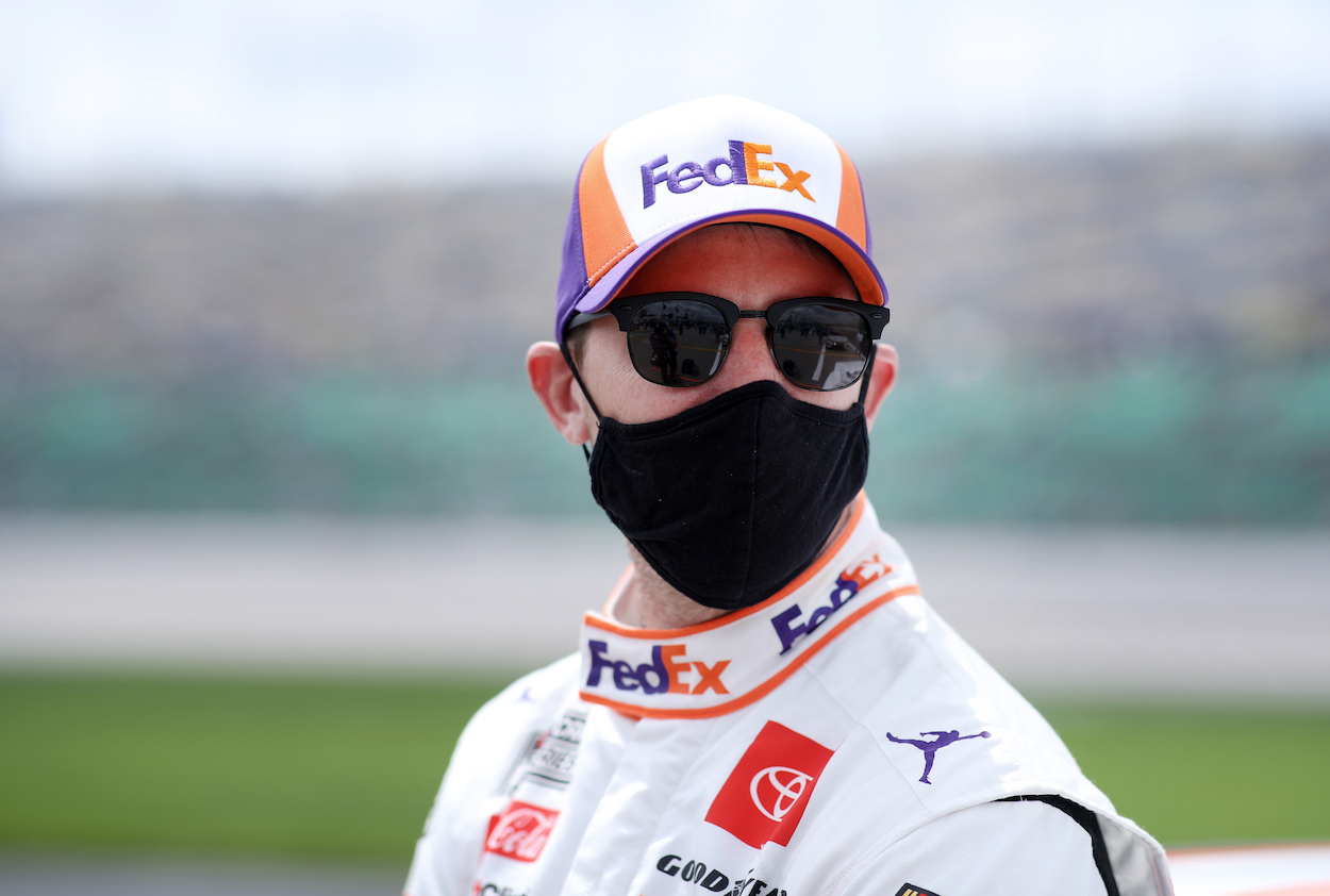 Denny Hamlin waits before race at Kansas