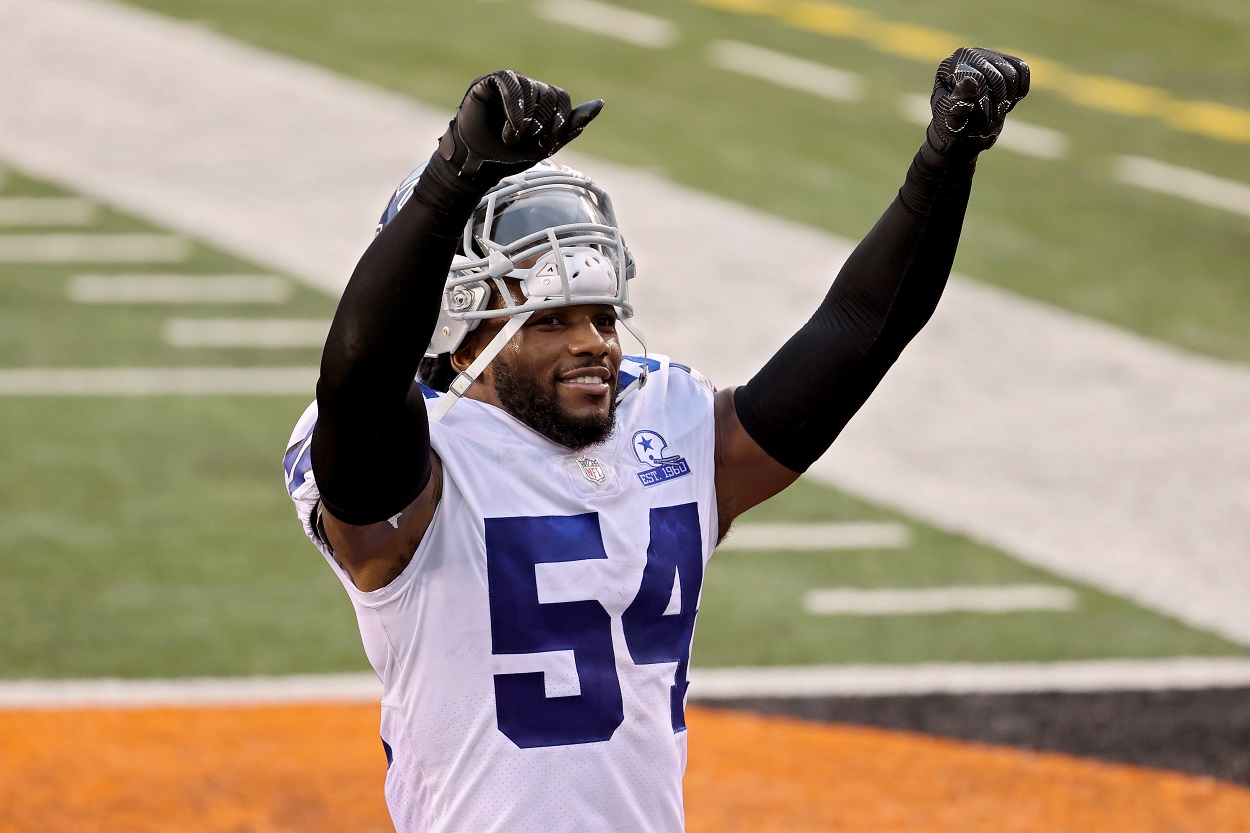 Dallas Cowboys linebacker Jaylon Smith celebrates a win over the Cincinnati Bengals in December 2020