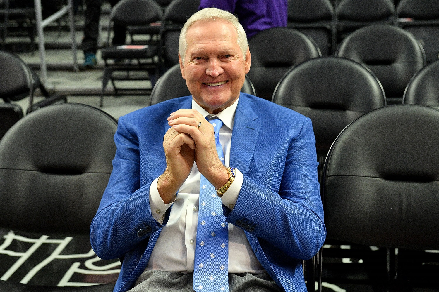 Jerry West can't believe Jeanie Buss left him off the list of the most important figures in Los Angeles Lakers history. | Allen Berezovsky/Getty Images
