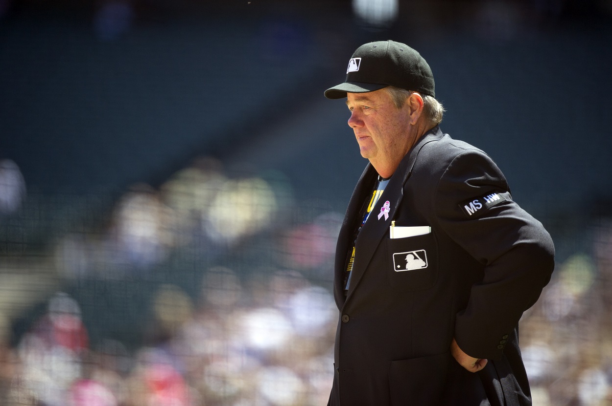 MLB umpire Joe West during a White Sox-Royals matchup in May 2012