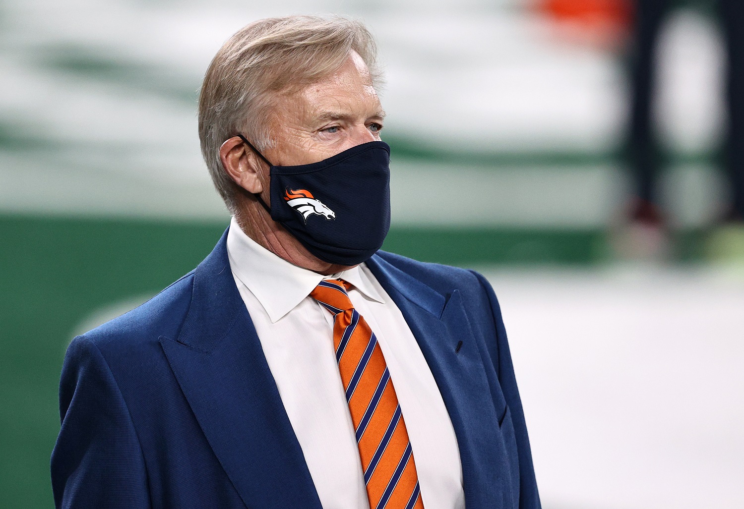 Denver Broncos executive John Elway looks on before the game against the New York Jets at MetLife Stadium on Oct. 1, 2020.