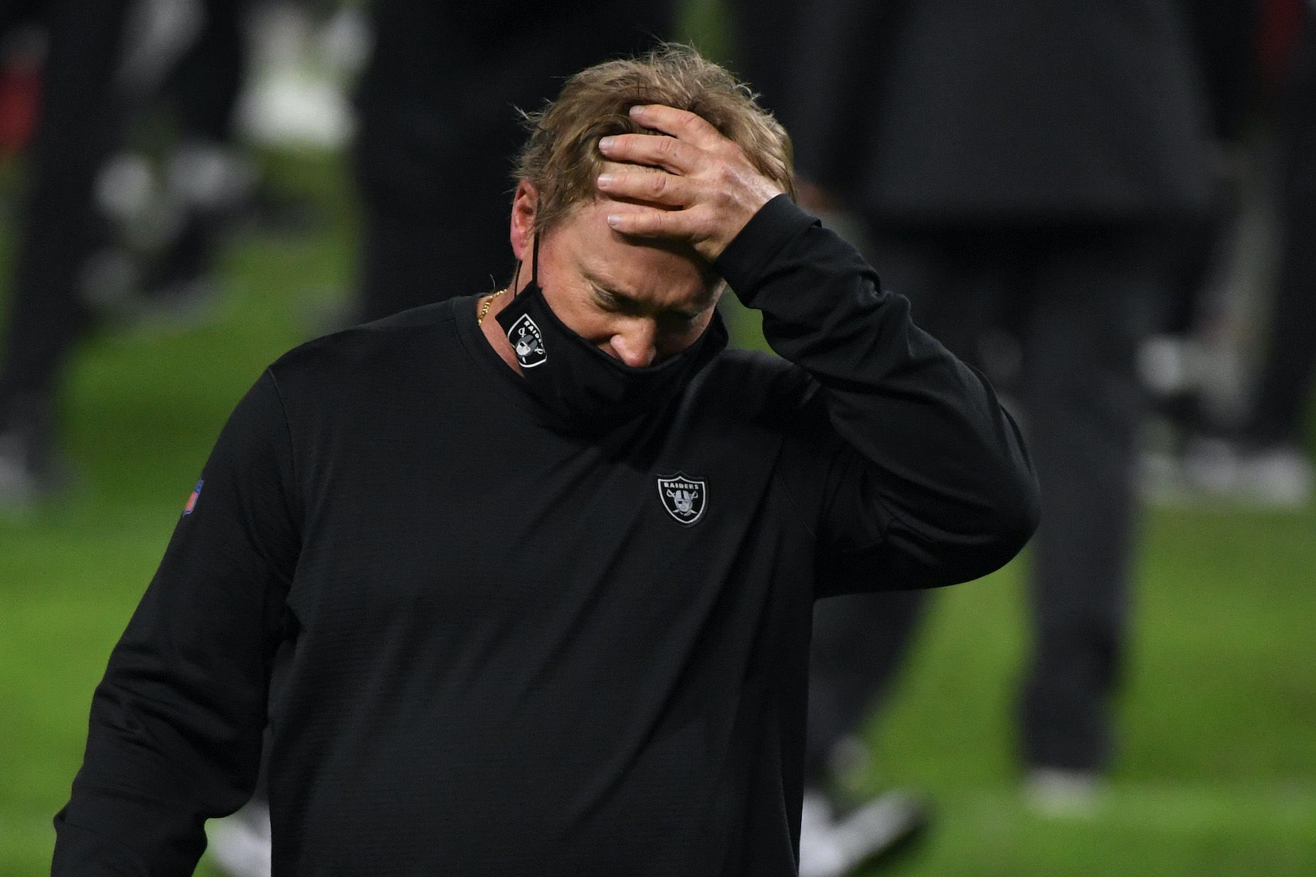 Raiders head coach Jon Gruden reacts to a loss.