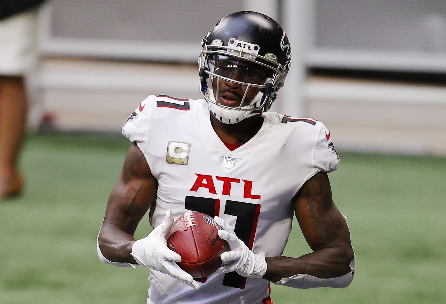 Julio Jones reacts after scoring for the Atlanta Falcons against the Denver Broncos on Nov. 8, 2020. | Kevin C. Cox/Getty Images