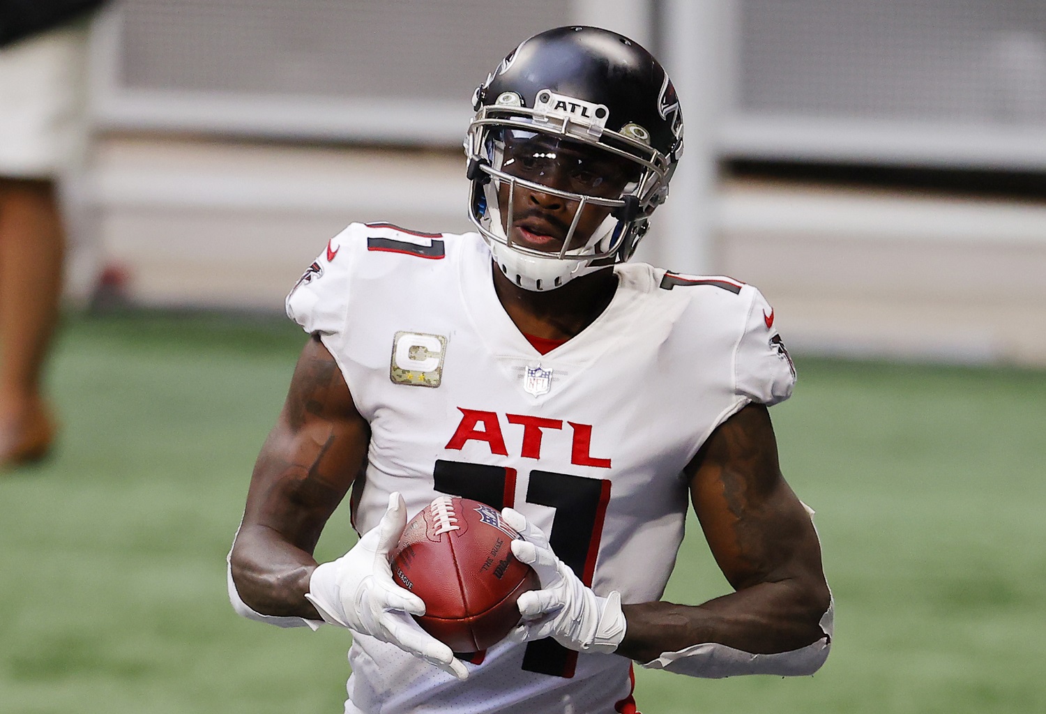The Atlanta Falcons are not able to fit Julio Jones under their NFL salary cap unless they makes drastic cuts elsewhere on the roster. | Kevin C. Cox/Getty Images