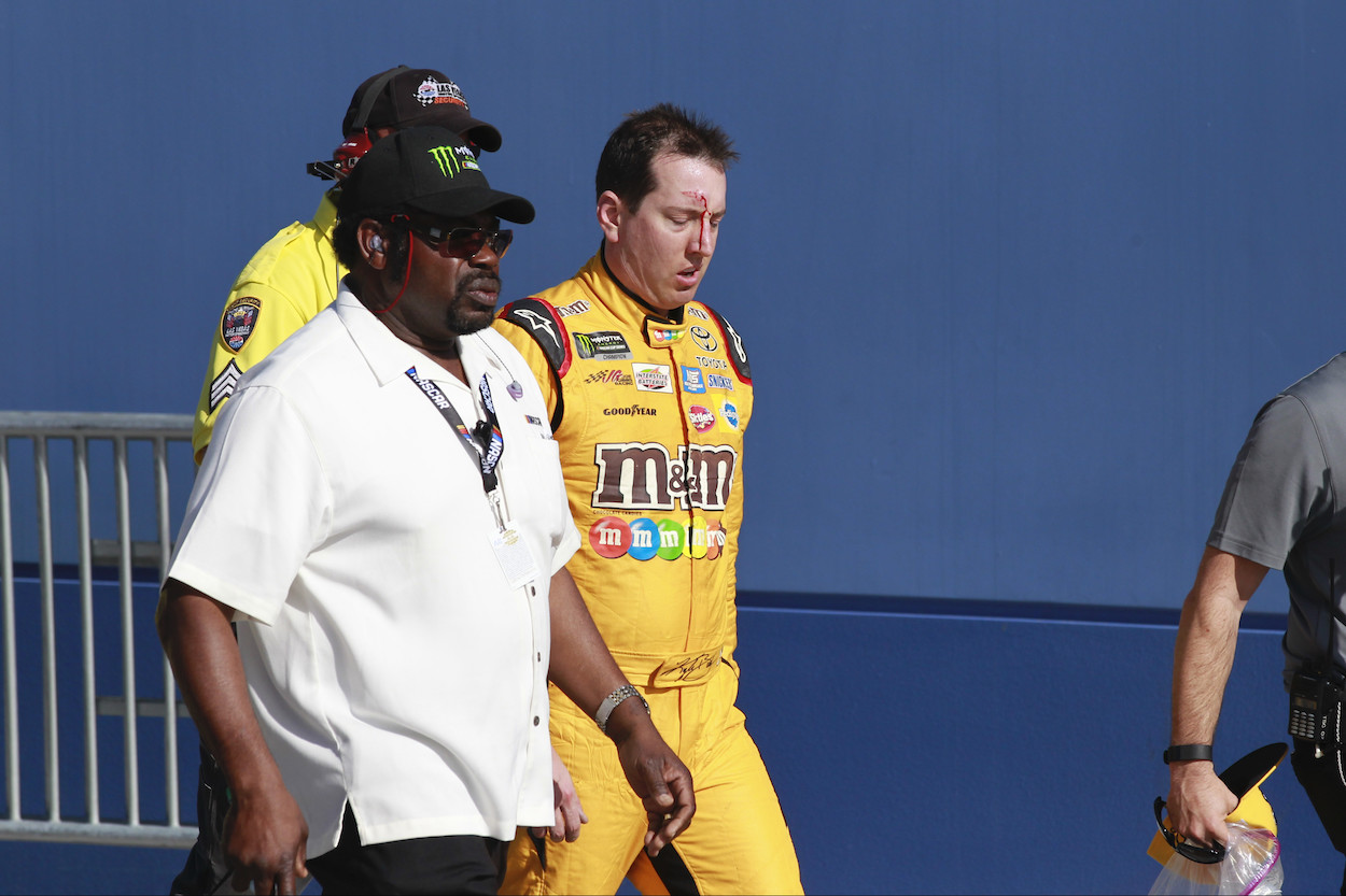 Kyle Busch walks away with blood on face