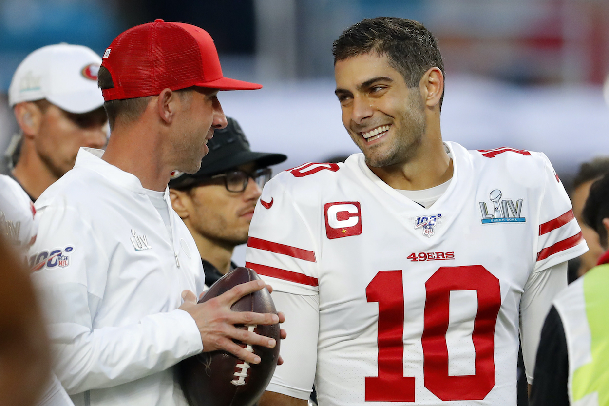 San Francisco 49ers head coach Kyle Shanahan and QB Jimmy Garoppolo