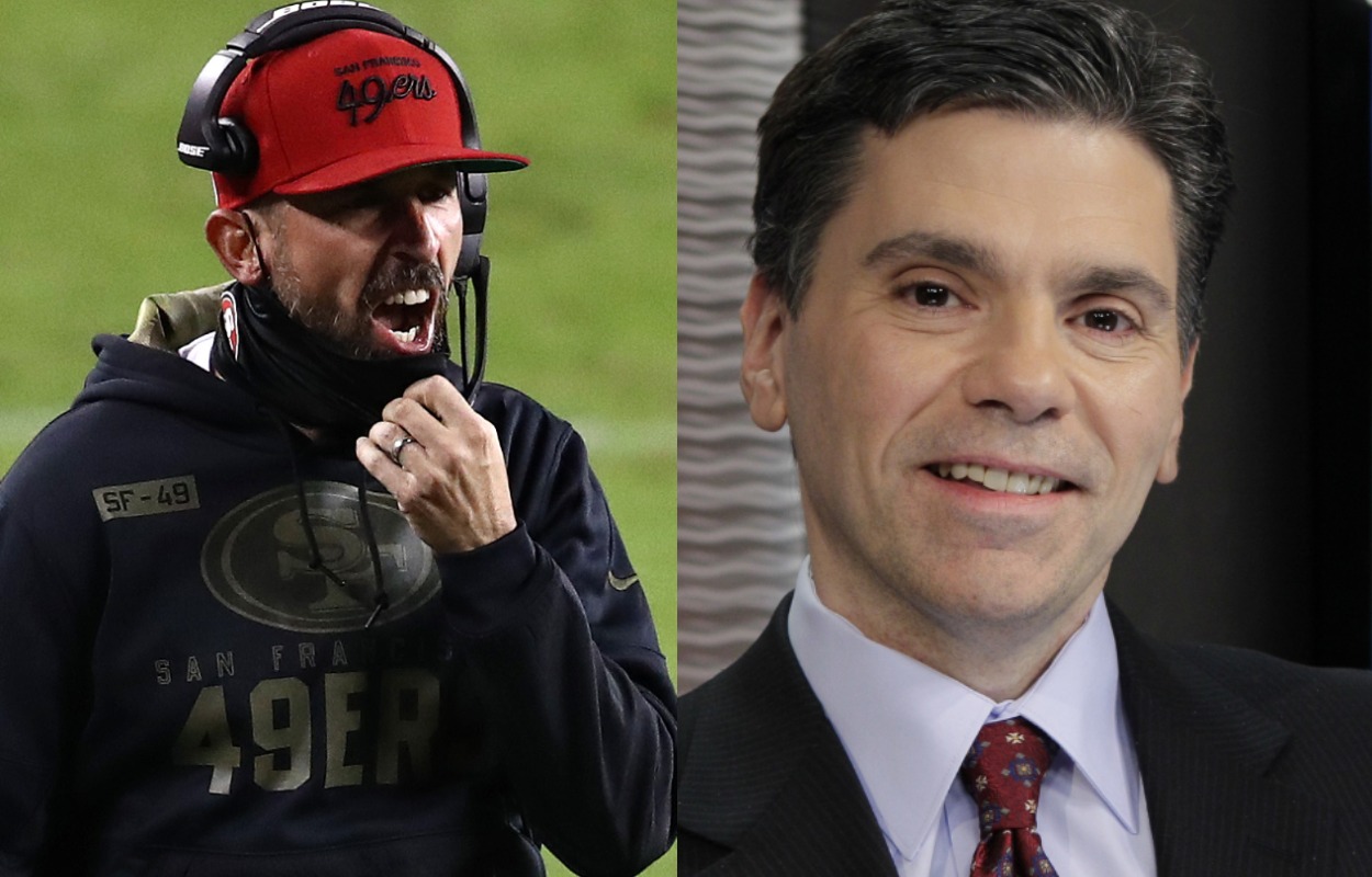 San Francisco 49ers head coach Kyle Shanahan (L) and NBC Sports writer Mike Florio.