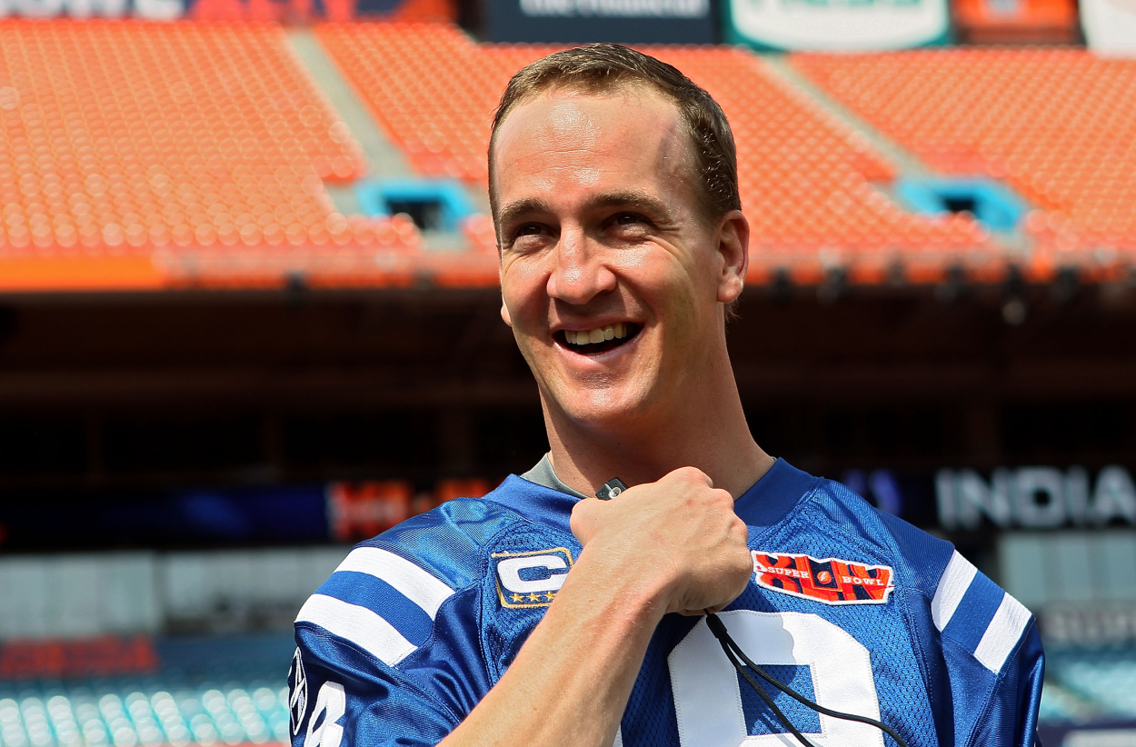 Indianapolis Colts and NFL legend Peyton Manning during Super Bowl 44 media day.