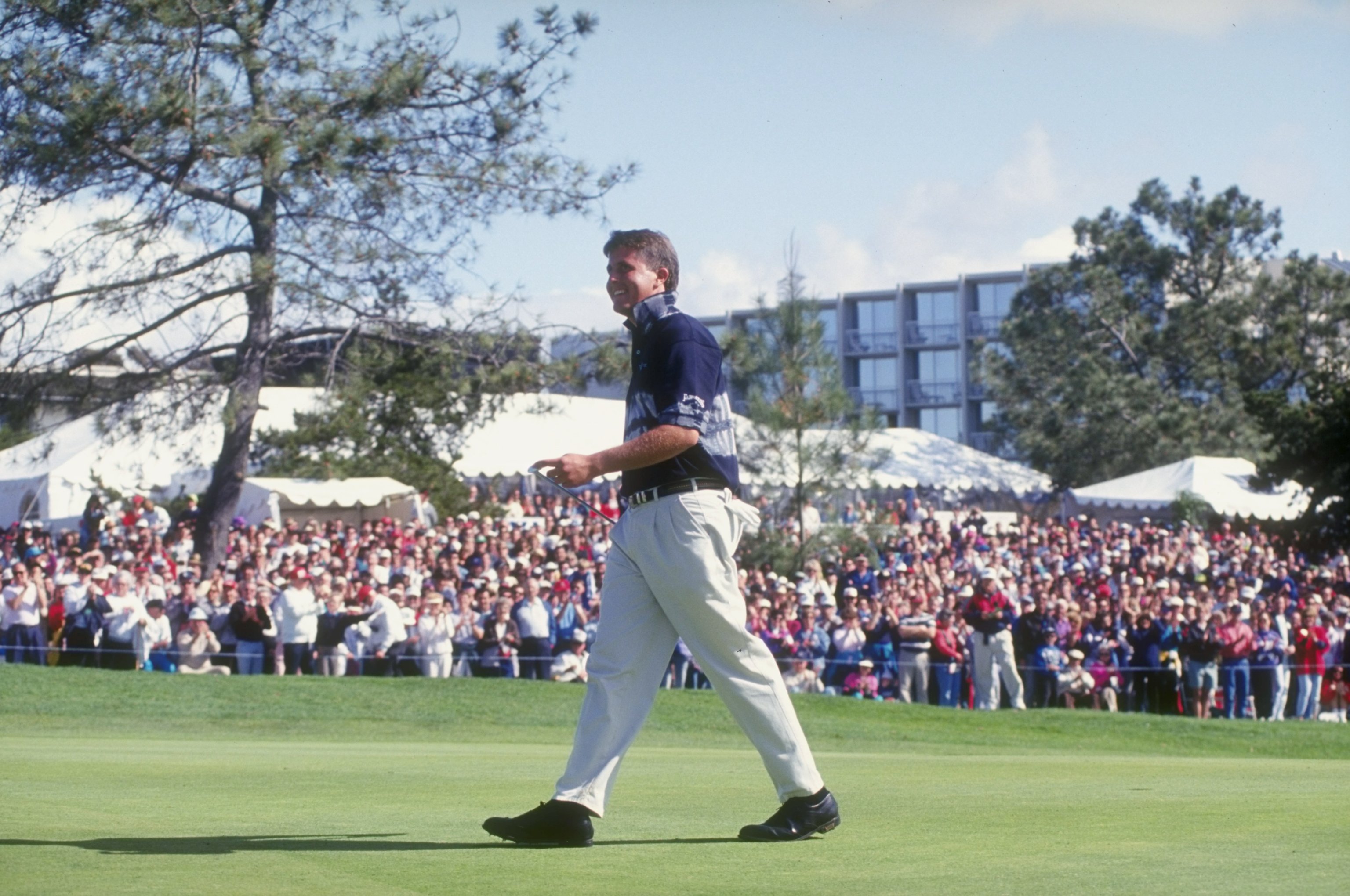 Phil Mickelson walks across the green during the 1993 Buick Invitational at the Torrey Pines Golf Course in Torrey Pines, California