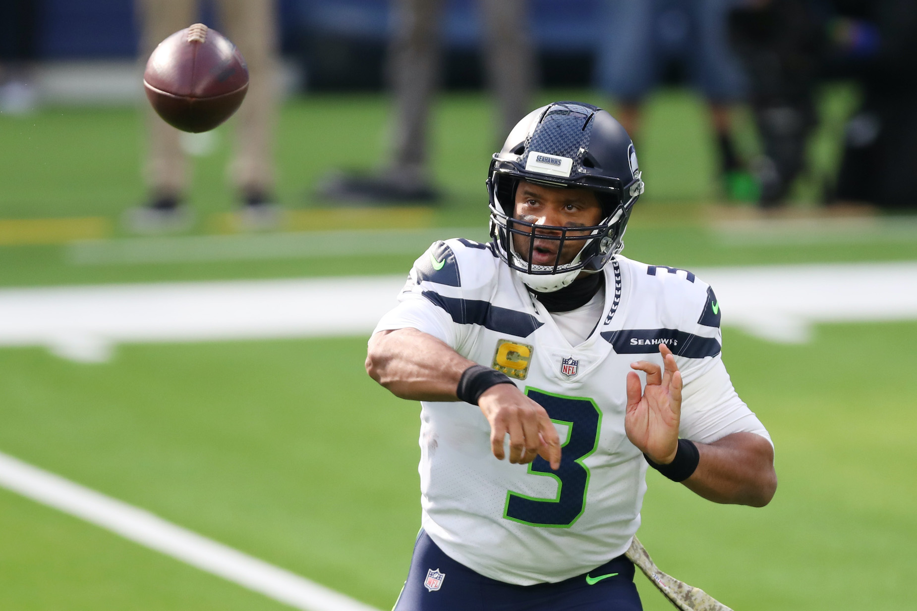 Seattle Seahawks quarterback Russell Wilson in action during the 2020 NFL campaign.