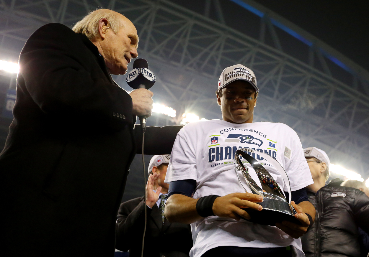 NFL legend Terry Bradshaw and Seahawks quarterback Russell Wilson.