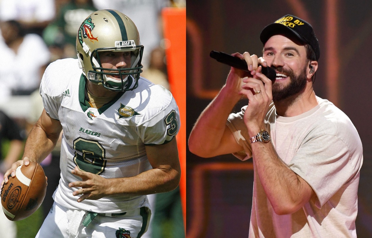 Former Alabama-Birmingham quarterback Sam Hunt (L) is now a country music car.